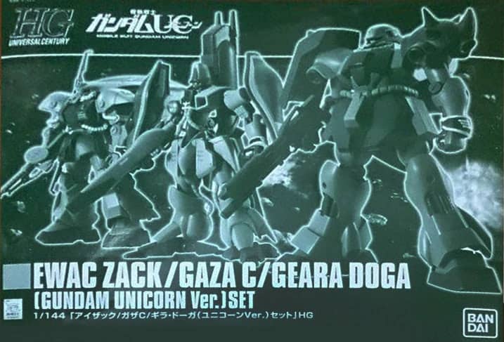 HGUC 1/144 EWAC Zack / Gaza-C / Geara Doga (Unicorn Ver.) Set